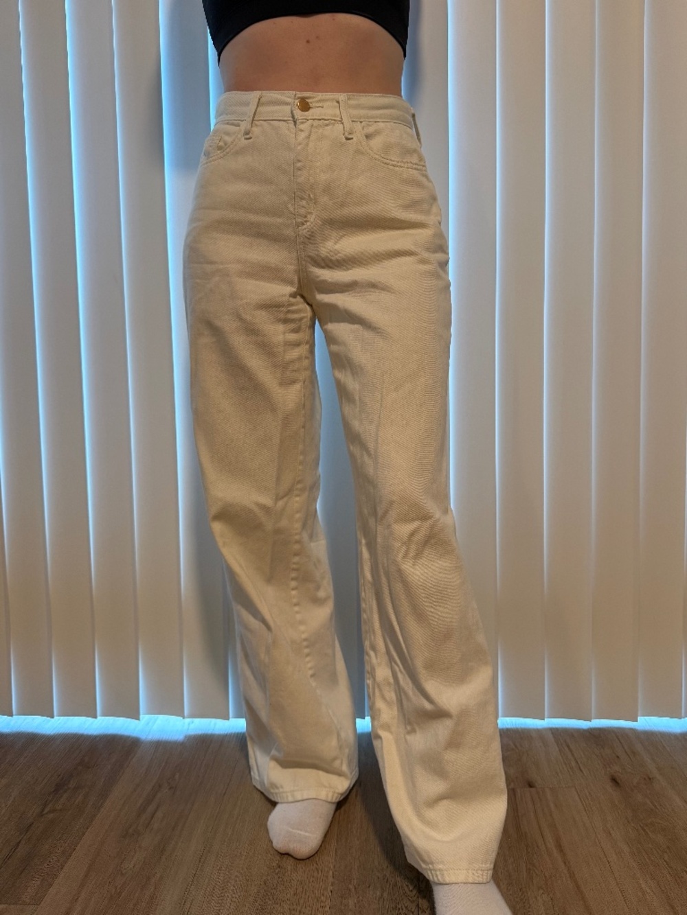 Off-White 100% Cotton Universal Threads Relaxed Wide Leg Pants
